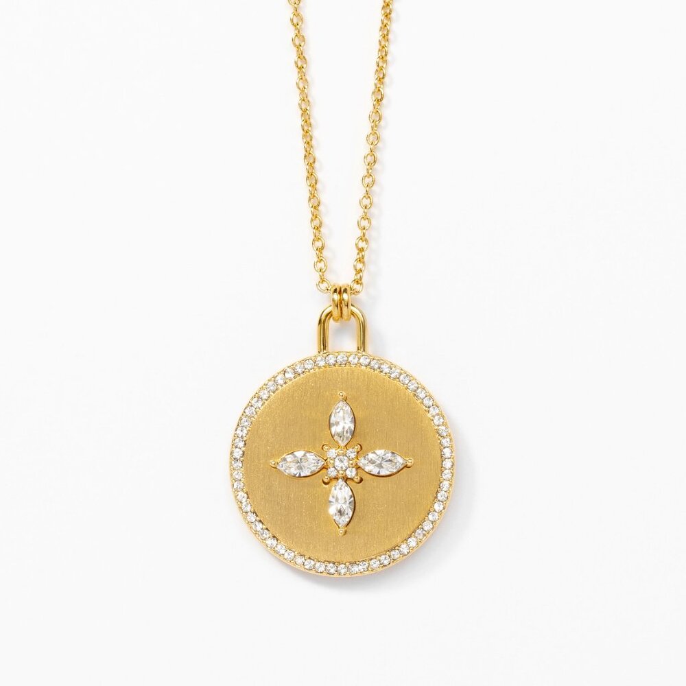 Swarovski Touchstone Crystal Allure Pendant Necklace | Gold Coin | 15–18” | NIB